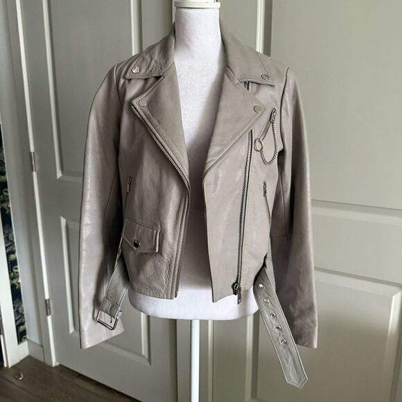 Maje Gray Leather Jacket - Picture 7 of 9